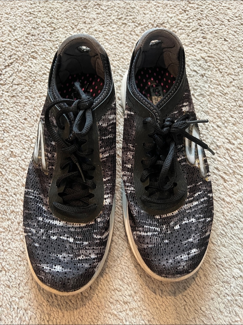 Skechers Black and White Knit Lace-Up Sneakers